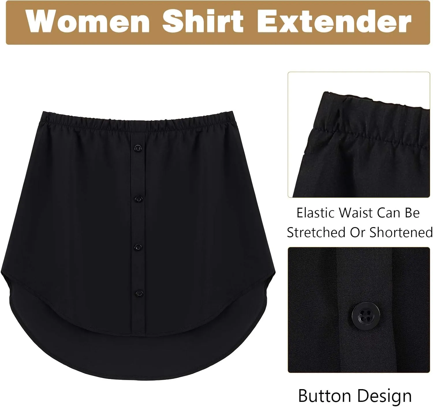 2 Pcs Shirt Extender for Women Adjustable Layering Fake Top Lower Sweep Shirt Half Length Skirt