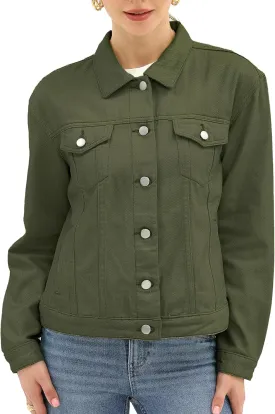 Argstar Denim Jacket for Women Button Up Long Sleeve with Pockets (Available in Inner Pockets)