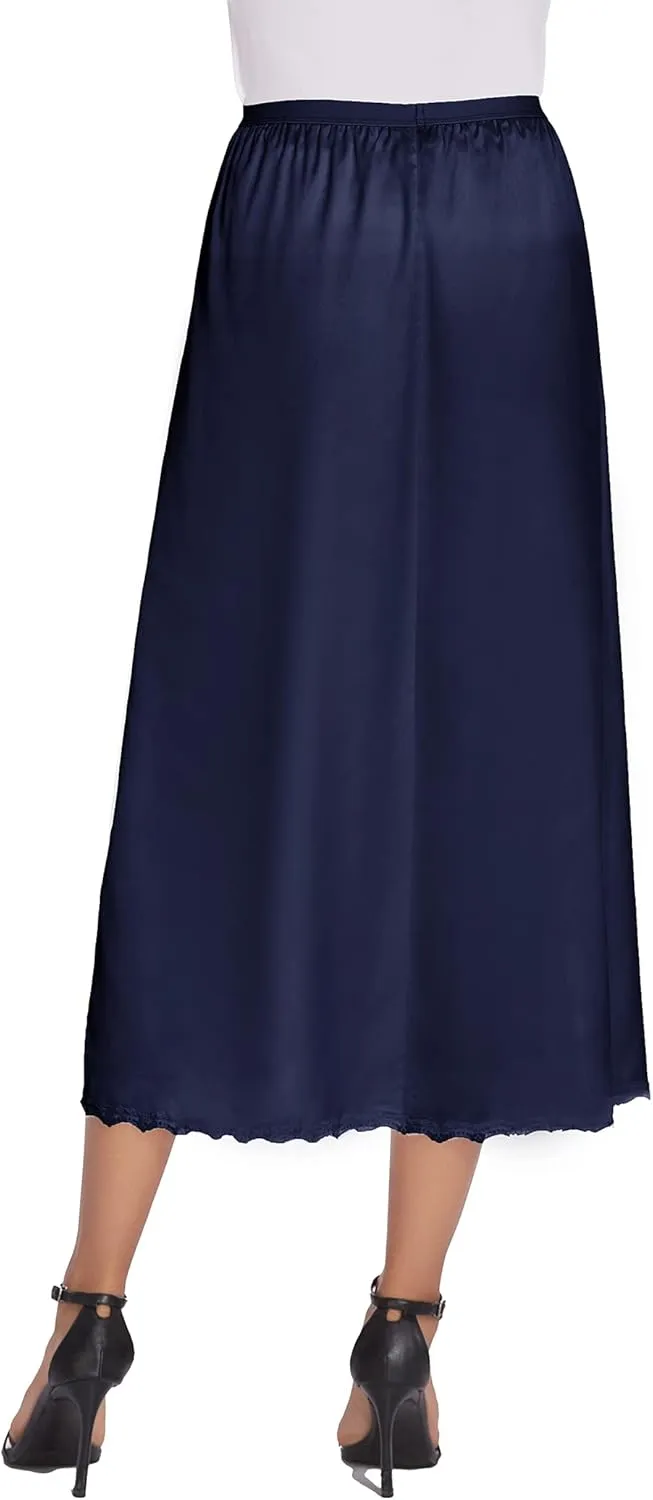 Avidlove Women's Satin Half Slip 36" Lace Long Underskirt S-XXL