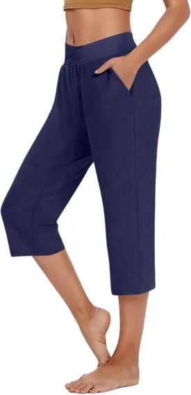 Capri Pants for Women High Waisted Athletic Yoga Workout Gym Jogger Sweatpants Summer Casual Wear Cropped Trousers