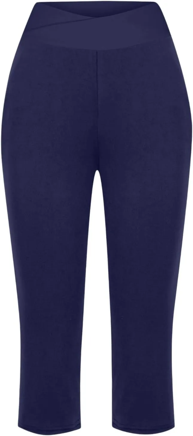 Capri Pants for Women High Waisted Athletic Yoga Workout Gym Jogger Sweatpants Summer Casual Wear Cropped Trousers