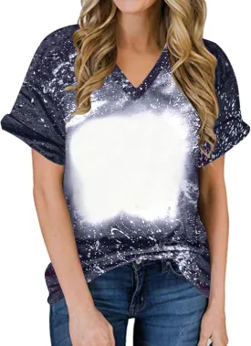 Ceboyel Womens Bleached Sublimation Blank Shirts Short Sleeve Graphic Tees Tops Casual Blouses Funny Summer Outfits Clothes