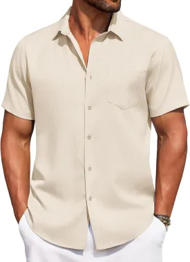 COOFANDY Men's Summer Beach Vacation Shirt Casual Button Down Short Sleeve Shirt Hawaiian Tropical Resort Wear