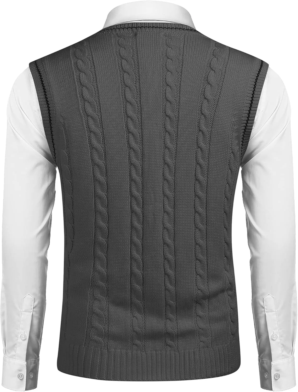 COOFANDY Men's Sweater Vest V Neck Slim Fit Casual Sleeveless Twisted Knitted Pullover Sweater