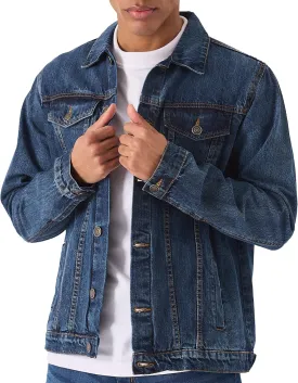 Denim Jacket Men - Casual Vintage Regular Fit Button Down Trucker Style  Mens Jean Jackets Stylish Everyday Outerwear