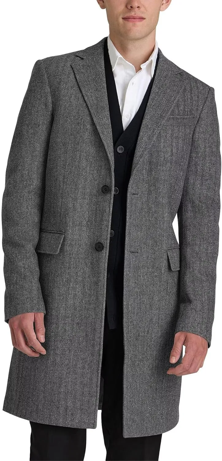 EMERAIDVLN Mens Trench Coat Wool Blend Pea Coat Winter Long Trench Overcoat Notched Lapel Classic Business Pea Top Coat