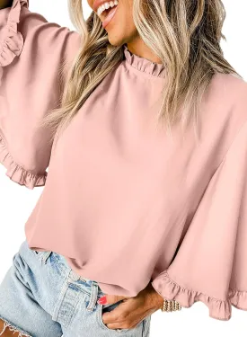 EVALESS Womens Half Sleeve Tops Cute Chiffon Blouses Summer Lightweight Ruffle Sleeeve Shirts Loose Fit Daily Wear 2025