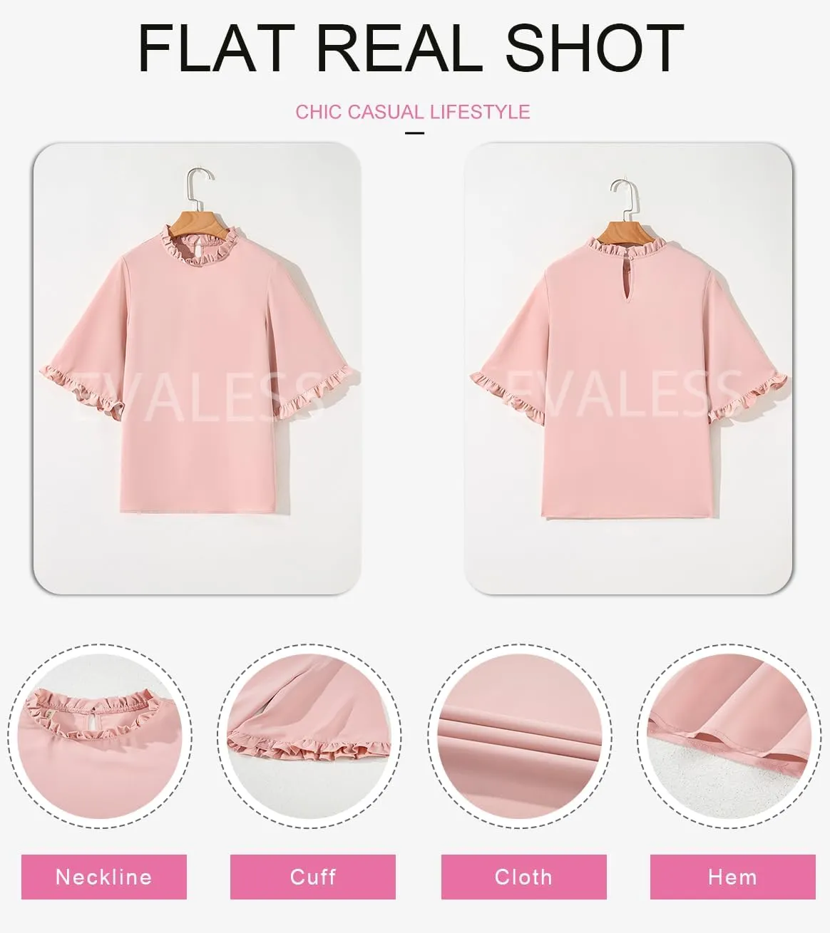 EVALESS Womens Half Sleeve Tops Cute Chiffon Blouses Summer Lightweight Ruffle Sleeeve Shirts Loose Fit Daily Wear 2025