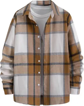 Floerns Men's Plaid Flannel Shirts Long Sleeve Regular Fit Button Down Causal Shirts