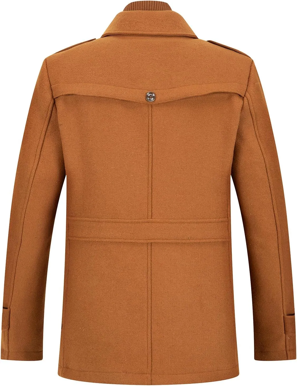 INVACHI Men's Wool Blend Coat Warm Winter Trench Coat with Detachable Soft Scarf Single Breasted Pea Coat
