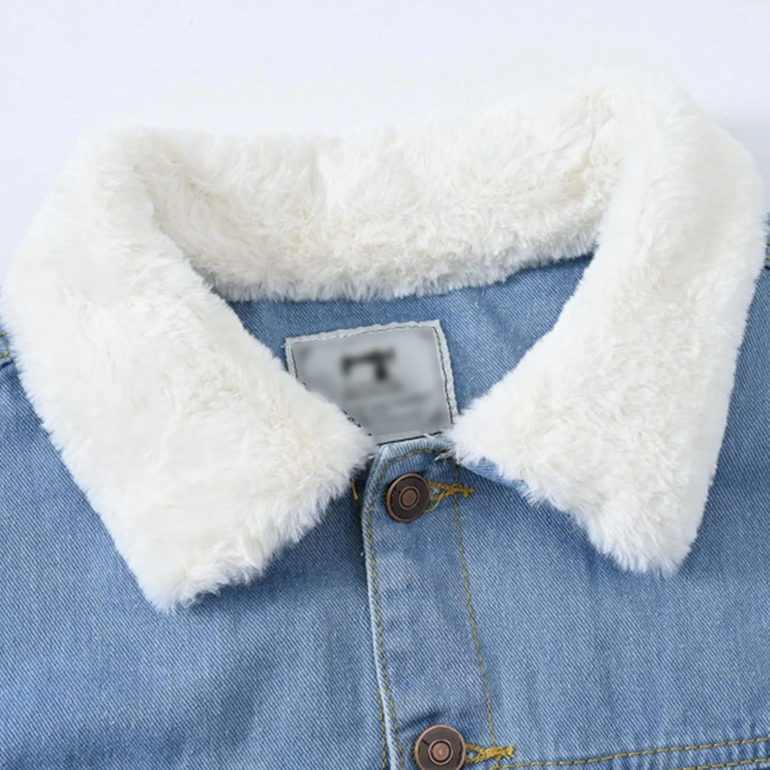 JEShifangjiusu Men'S Faux Fur Collar Sherpa Fleece Lined Distressed Denim Trucker Jacket Casual Winter Button Down Overcoat