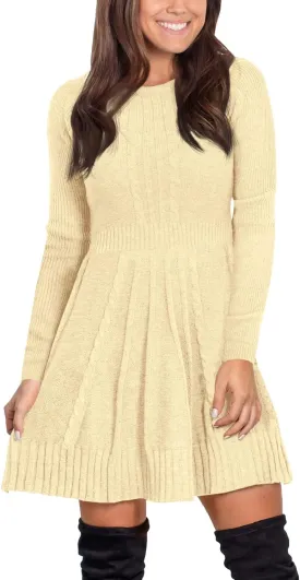 Maisolly Sweater Dress Pullover Tunic Long Sleeve Flare Dress