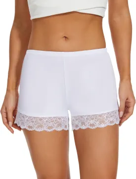 MANCYFIT Bloomers for Women Pettipants for Under Dresses Lace Trim Culottes Slip Skirt Half Slip Shorts