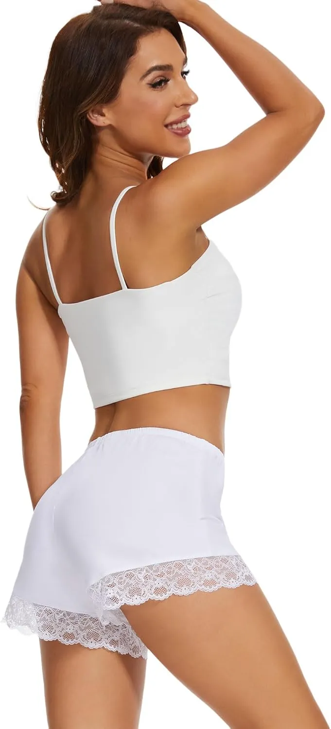 MANCYFIT Bloomers for Women Pettipants for Under Dresses Lace Trim Culottes Slip Skirt Half Slip Shorts