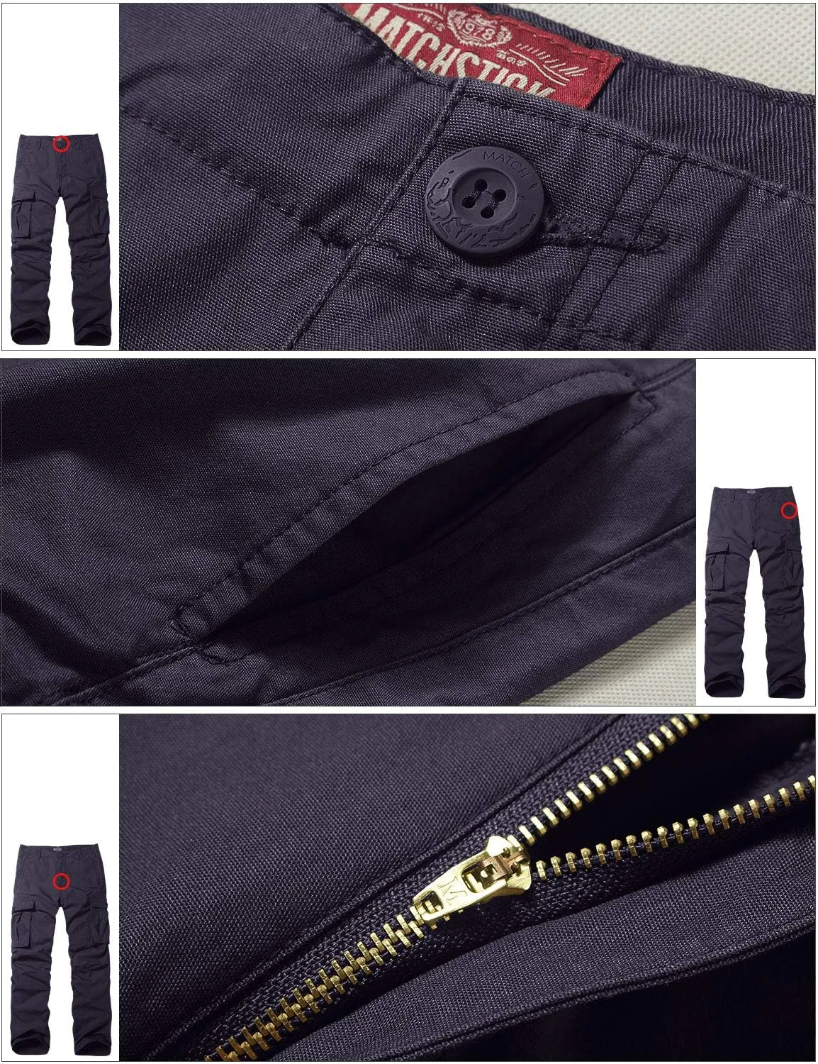 Match Men's Casual Wild Cargo Pants Outdoors Work Wear #6531