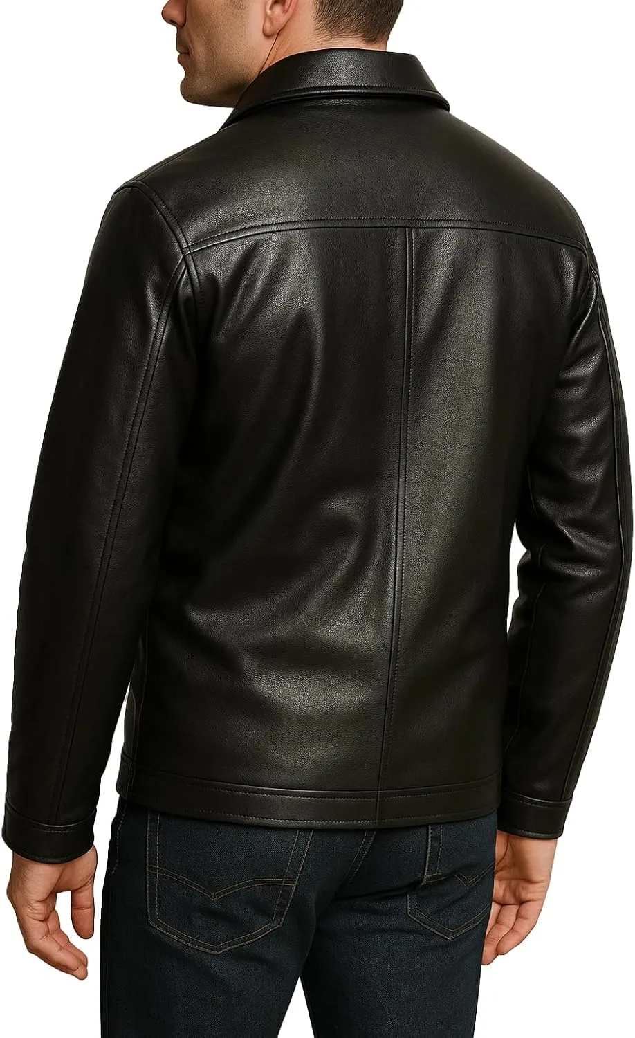 Men's Classic Real Lambskin Polo Collar Premium Leather Jacket Casual Style Everyday Wear Leather Jacket