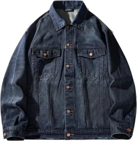 Men's Denim Jacket Classic Lapel American Spring Coat for Men Workwear