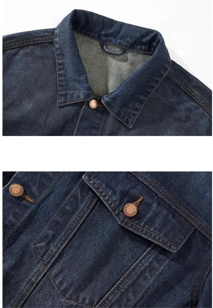 Men's Denim Jacket Classic Lapel American Spring Coat for Men Workwear