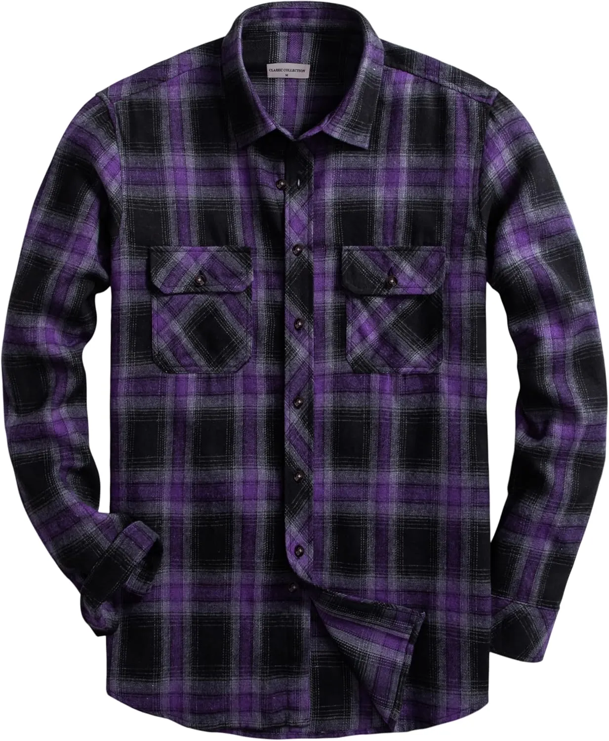 Mens Flannel Plaid Shirts Regual Fit Casual Long Sleeve Button Down Fleece Shirts