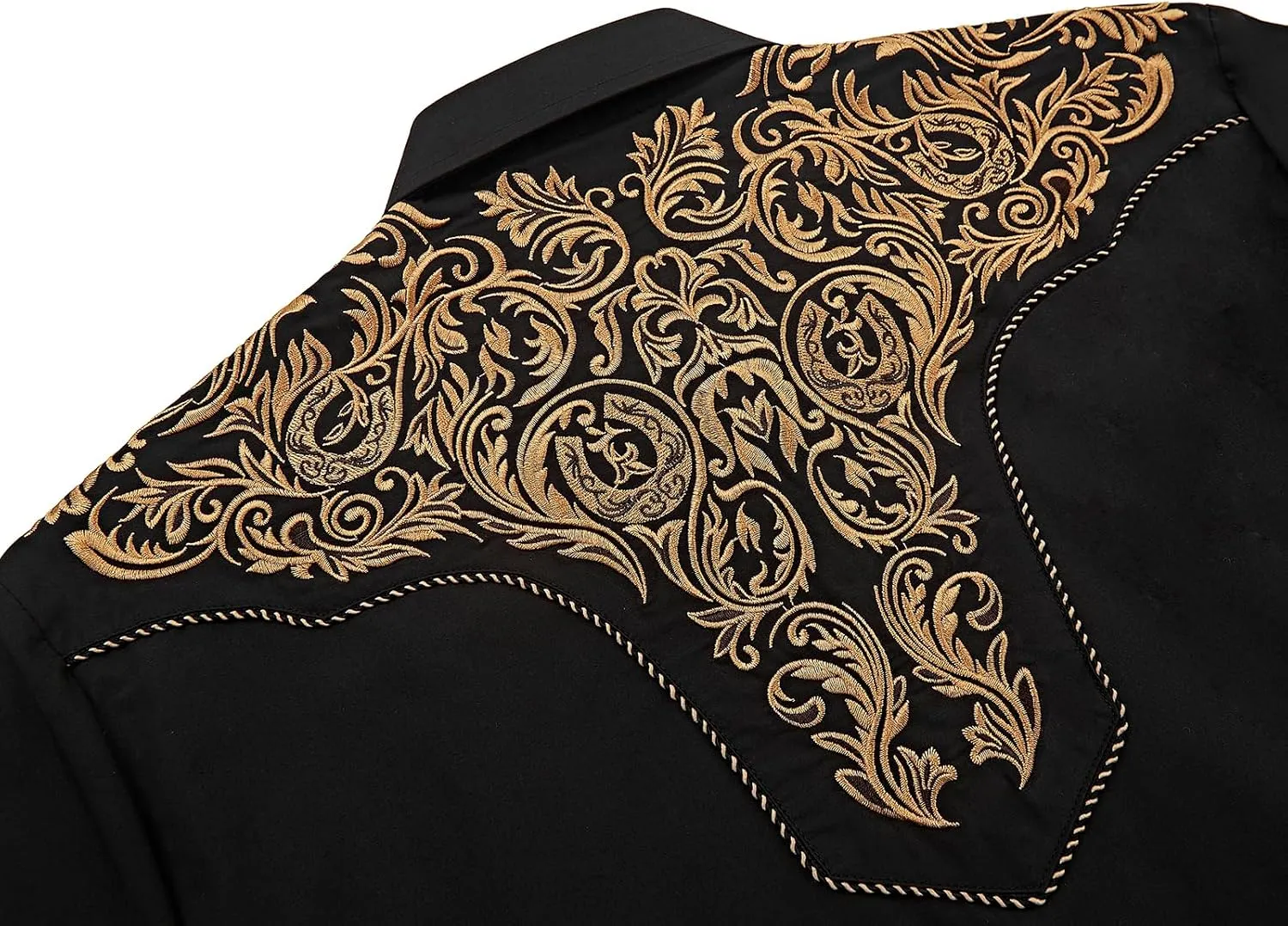 Men's Western Cowboy Shirt Embroidered Long Sleeve Casual Button Down Shirt