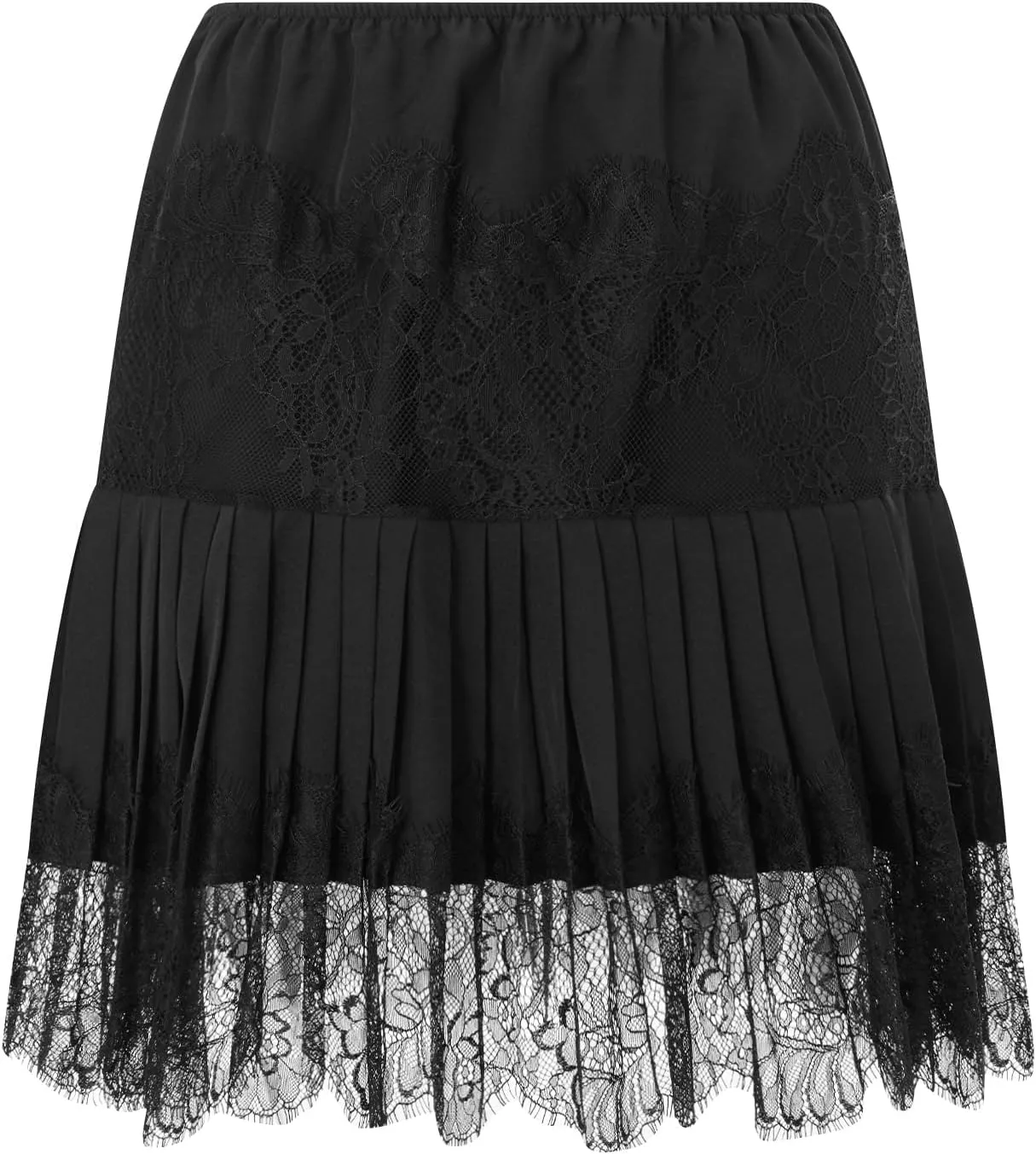 Multitrust Lace Slip Skirts for Women Pleated Lace Floral Mini Skirt Layered Short Skirts Ruffled Underskirt Shirt Extender