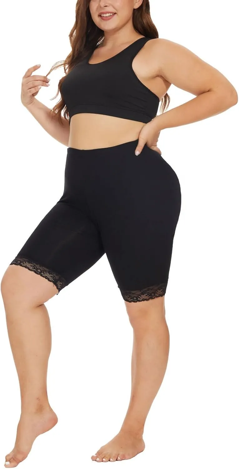 Plus Size Slip Shorts for Women Soft Modal Short Leggings Lace Shorts Under Dresses Mid Thigh Leggings Pants