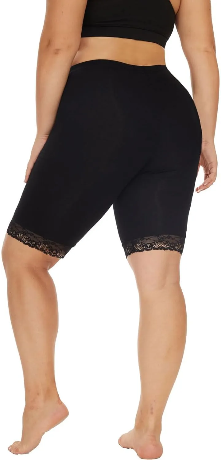 Plus Size Slip Shorts for Women Soft Modal Short Leggings Lace Shorts Under Dresses Mid Thigh Leggings Pants