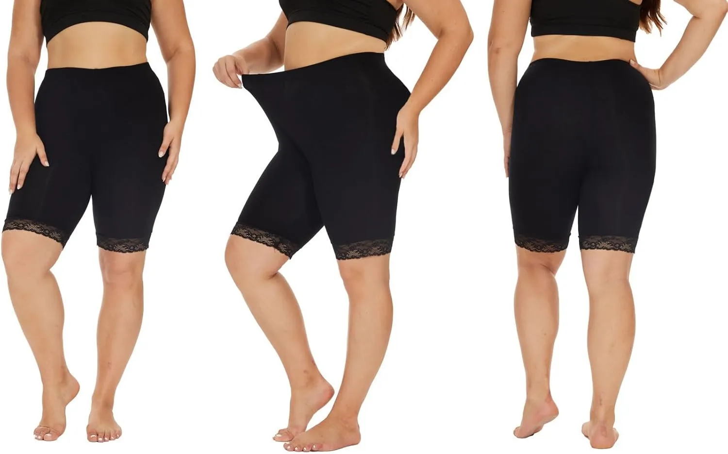 Plus Size Slip Shorts for Women Soft Modal Short Leggings Lace Shorts Under Dresses Mid Thigh Leggings Pants