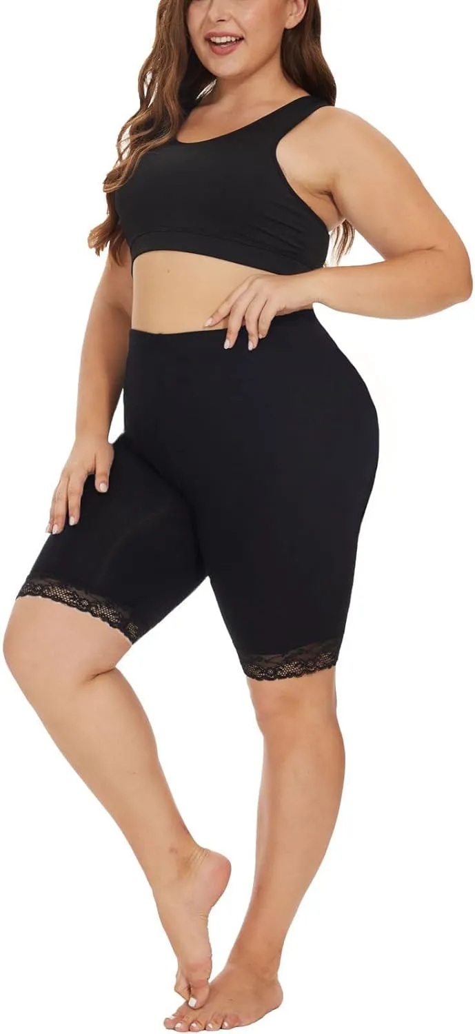 Plus Size Slip Shorts for Women Soft Modal Short Leggings Lace Shorts Under Dresses Mid Thigh Leggings Pants