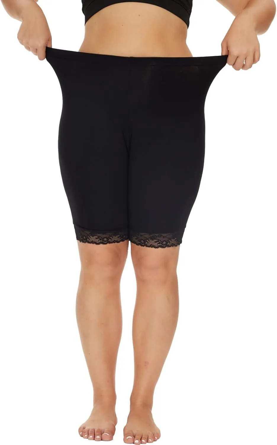 Plus Size Slip Shorts for Women Soft Modal Short Leggings Lace Shorts Under Dresses Mid Thigh Leggings Pants