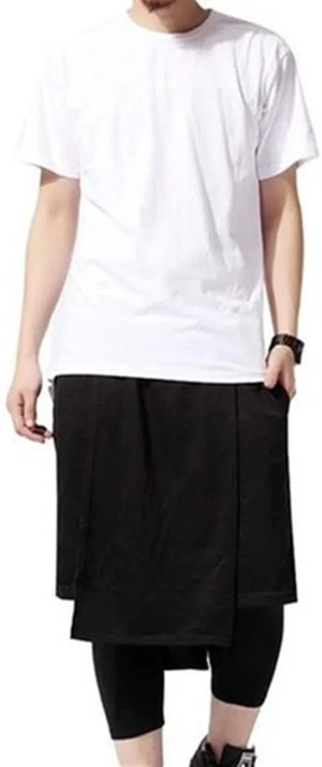 Q&Y Men's Hipster Hip Hop Back Zipper Basic Longline Crewneck Extra Long T-Shirt