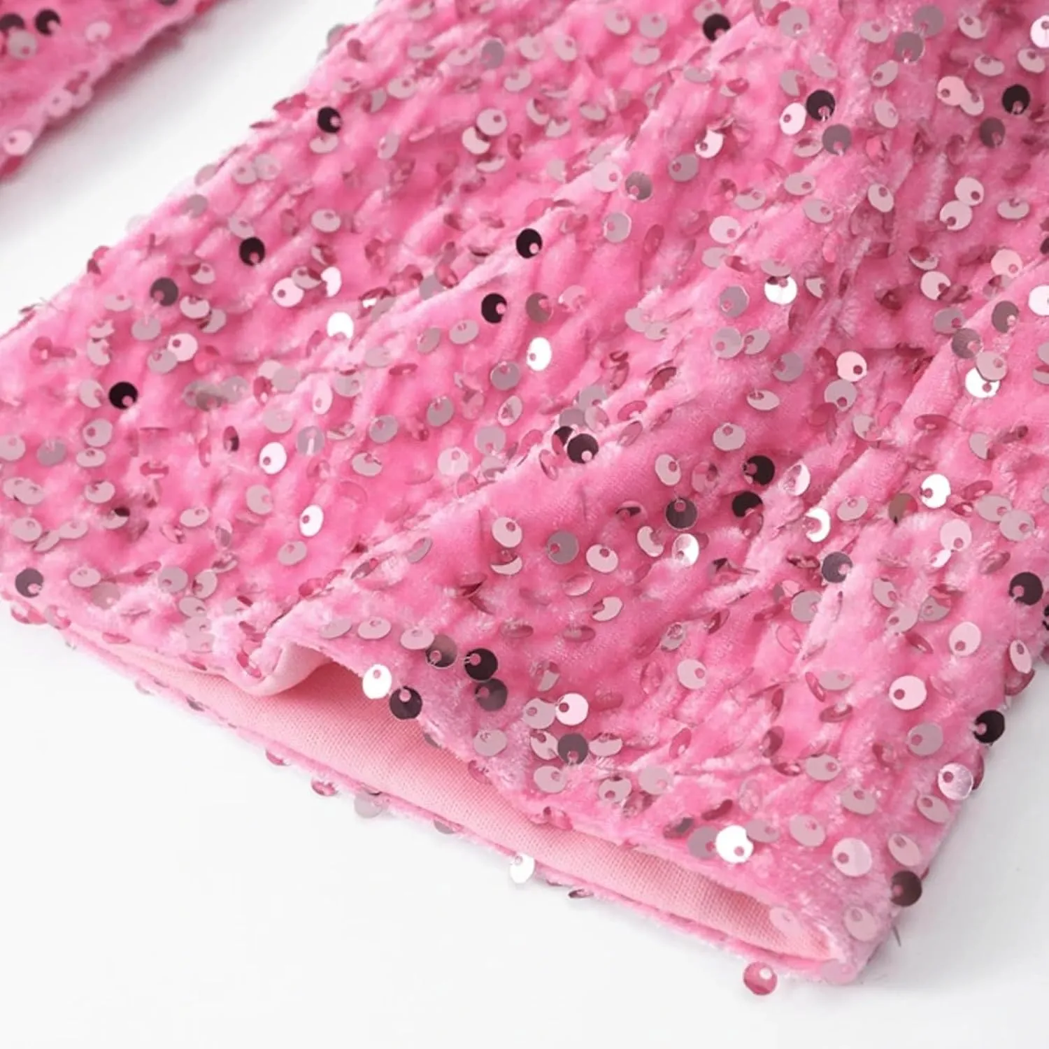 Sequin Dress for Women Long Sleeve Sparkly Dresses Back Petersham Ribbon Bow Party Night Out Club Festival Mini Dress