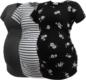 Smallshow Women's Maternity Tops Side Ruched Tunic T-Shirt Pregnancy Clothes