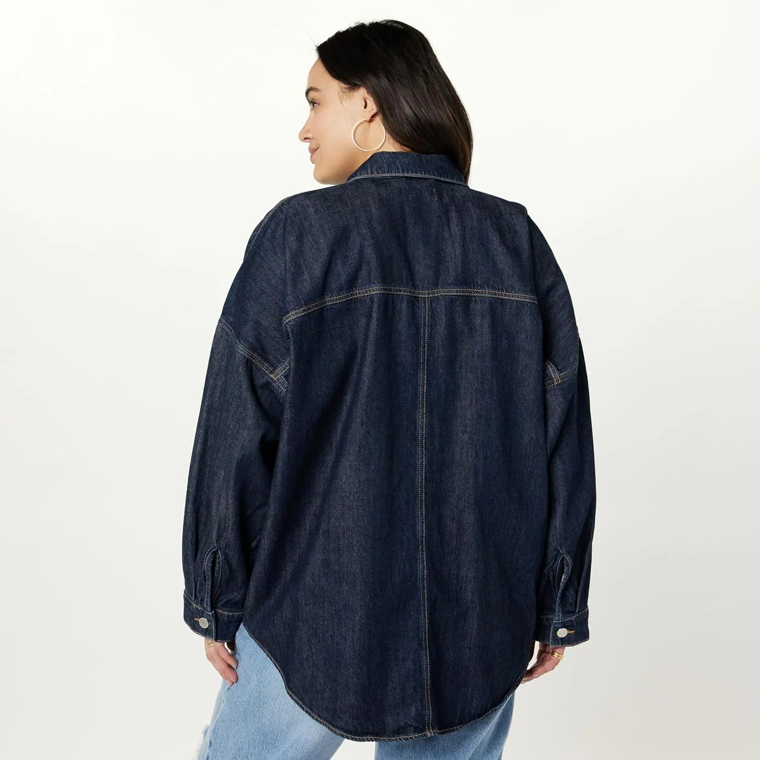 The Drop Women's Pilar Long Denim Shirt Jacket
