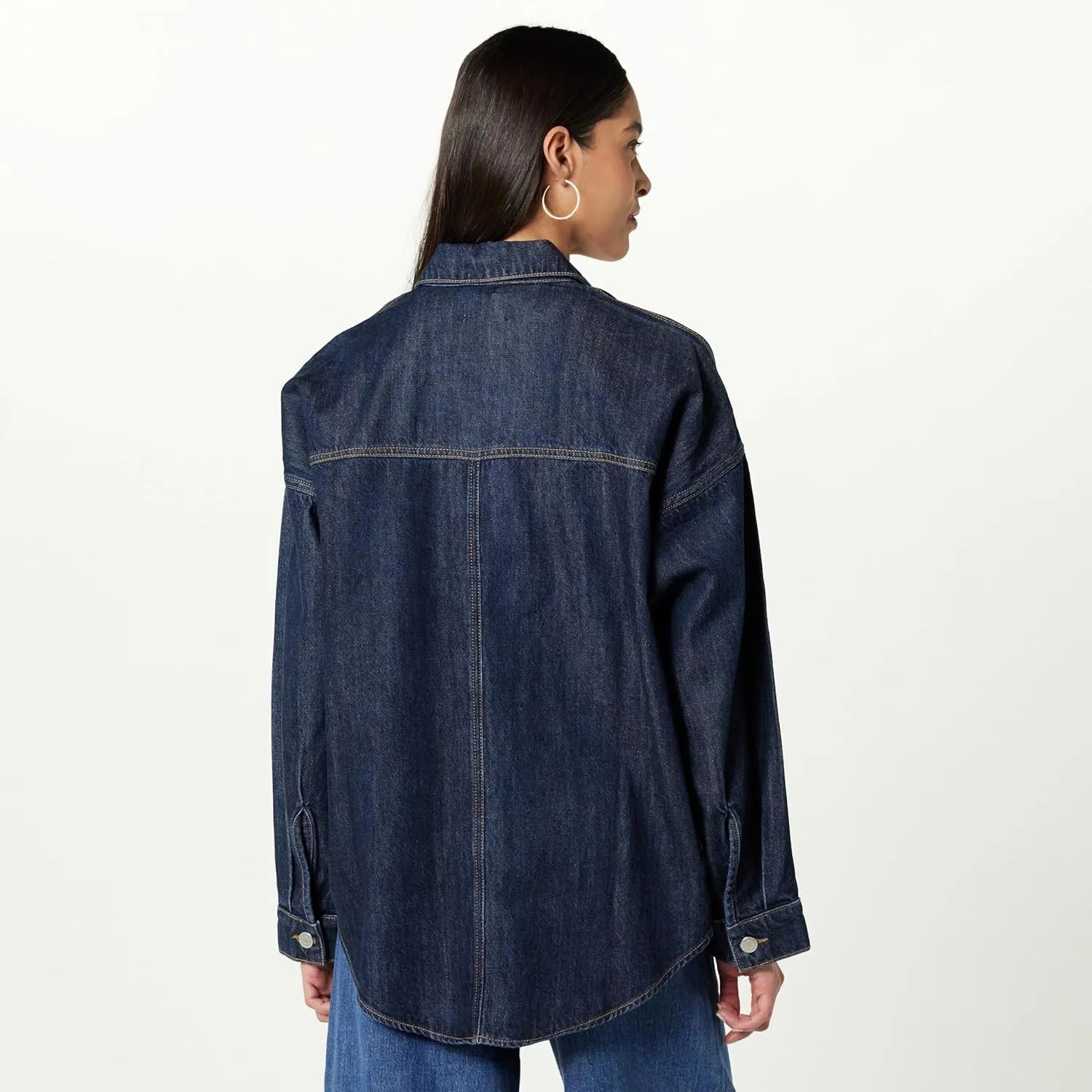 The Drop Women's Pilar Long Denim Shirt Jacket