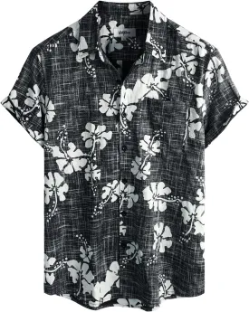 VATPAVE Mens Front Pocket Hawaiian Shirts Casual Floral Shirts Short Sleeve Button Down Beach Tropical Shirts