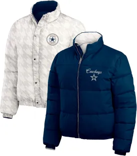 WEAR by Erin Andrews Women's NFL Reversible Cropped Full-Zip Puffer Jacket