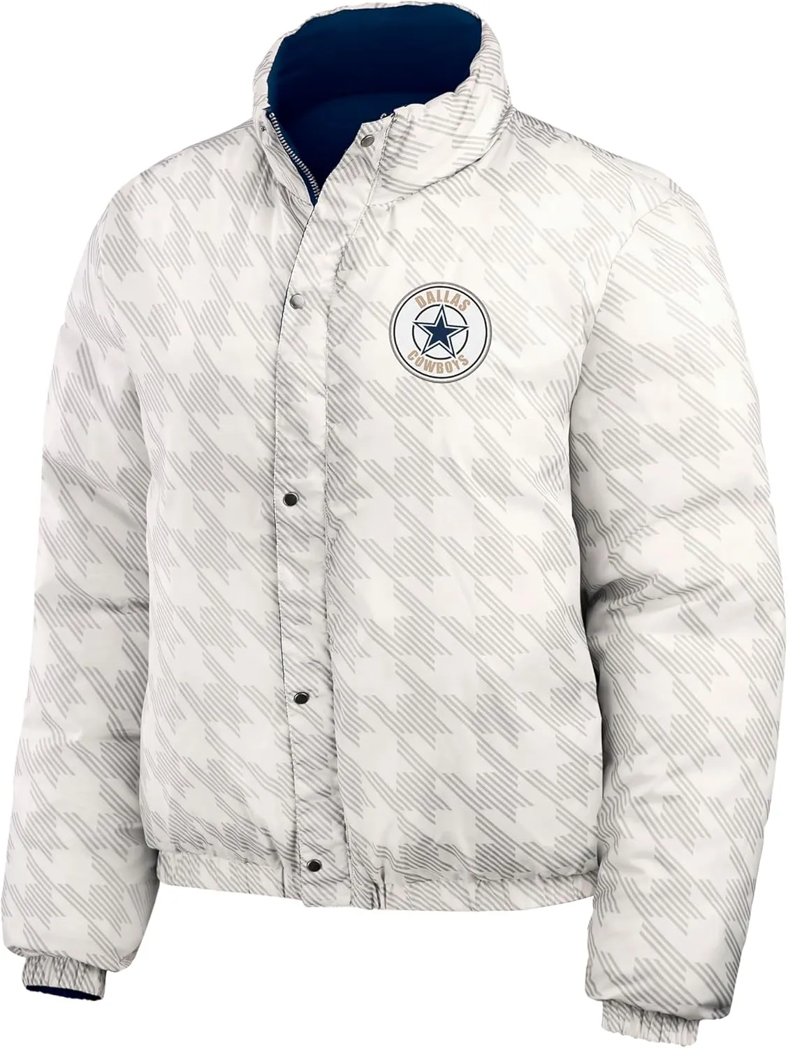 WEAR by Erin Andrews Women's NFL Reversible Cropped Full-Zip Puffer Jacket
