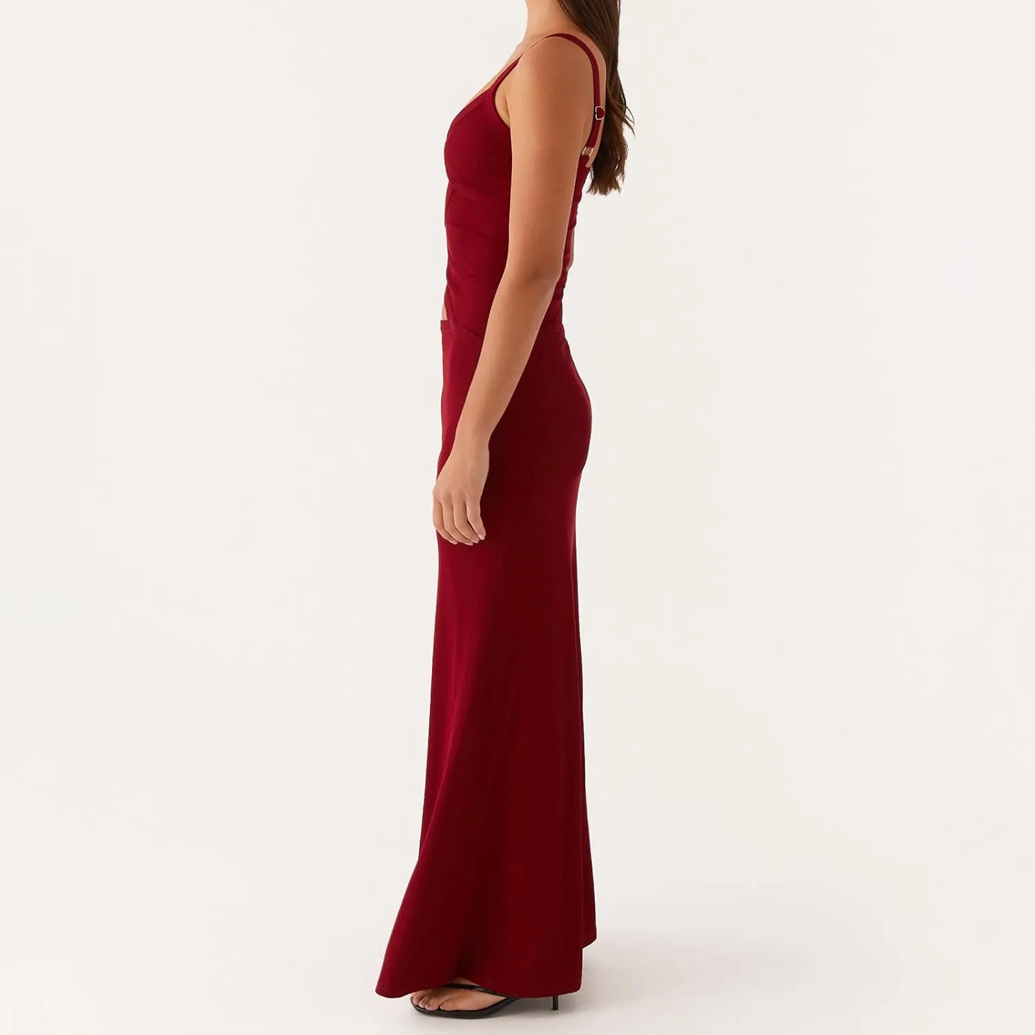 Women Sexy Spaghetti Strap Maxi Dresses Cutout Bodycon Cami Long Slip Dress Sleeveless Backless Slim Fit Cami Dress