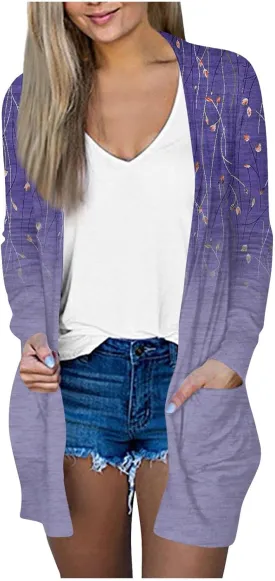 Womens Cardigans Fall 2024, Fashion with Pockets Open Front Casual Sweaters Jacket Cozy Soft Going Out Clothes